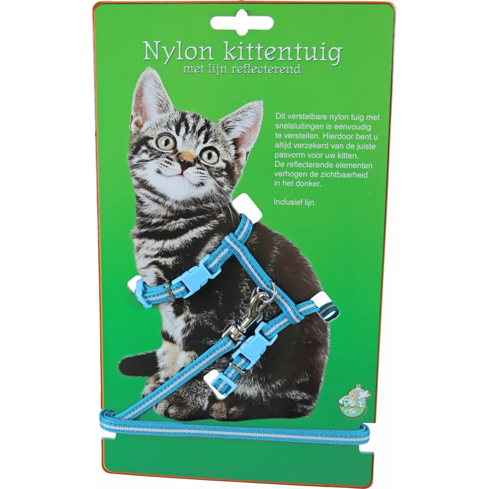 Boon Kittentuig Nylon + Lijn Neon Blauw 3 Boon Kittentuig Nylon + Lijn Neon Blauw