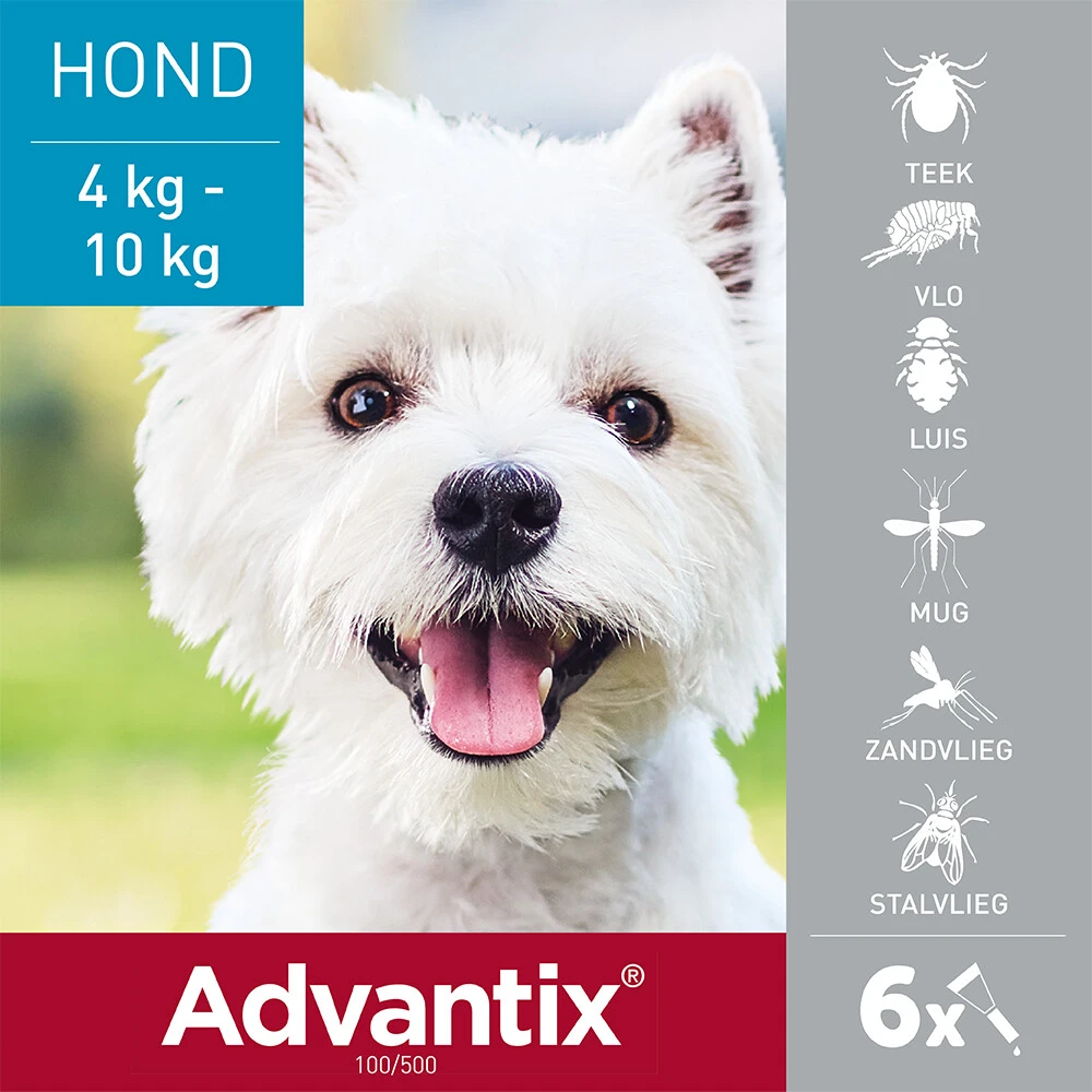 Advantix Spot On 100 Anti Vlooien En Teken Druppels Hond 4 - 10 Kg 4 Advantix Spot On 100 Anti Vlooien En Teken Druppels Hond 4 - 10 Kg - Afbeelding 2